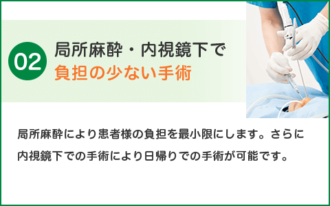 局所麻酔・内視鏡下で負担の少ない手術