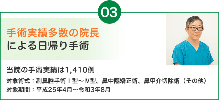 手術実績多数の院長による日帰り手術